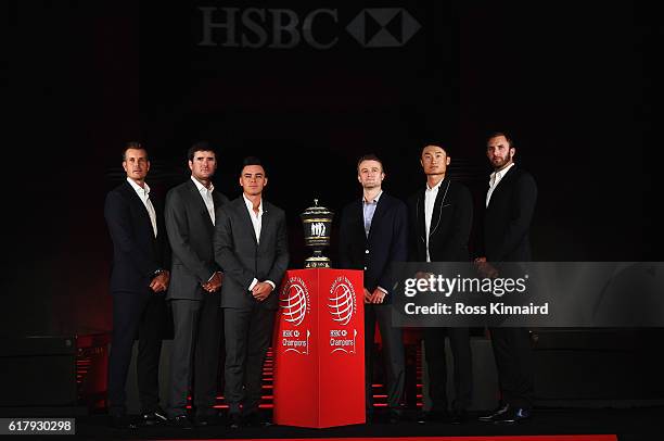 Golfers Henrik Stenson of Sweden, Bubba Watson and Rickie Fowler of the United States, Russell Knox of Scotland, Haotong Li of China and Dustin...