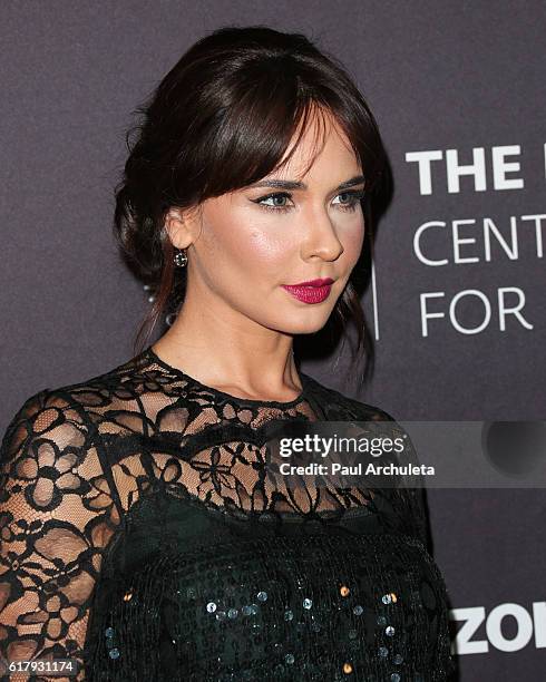 Actress Adriana Louvier attends The Paley Center for Media's Hollywood tribute to Hispanic achievements in television at the Beverly Wilshire Four...