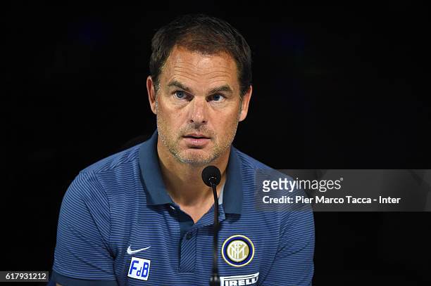 Head Coach of FC Internazionale Frank de Boer speaks during a press conference at Appiano Gentile on October 25, 2016 in Como, Italy.