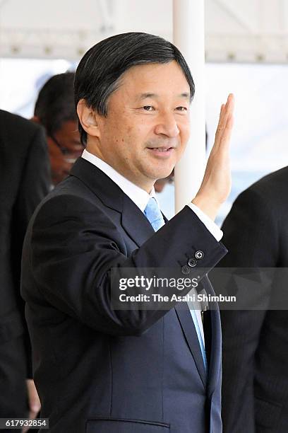 Crown Prince Naruhito attends the national para-sports championships at Kitakami Stadium on October 22, 2016 in Kitakami, Iwate, Japan.