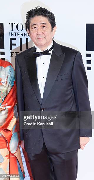 Shinzo Abe, Prime Minister of Japan attends the Tokyo International Film Festival 2016 Opening Ceremony at Roppongi Hills on October 25, 2016 in...