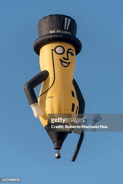 Mr. Peanut advertisement balloon over Toronto city. Mr. Peanut is the advertising logo and mascot of Planters, an American snack-food company and...