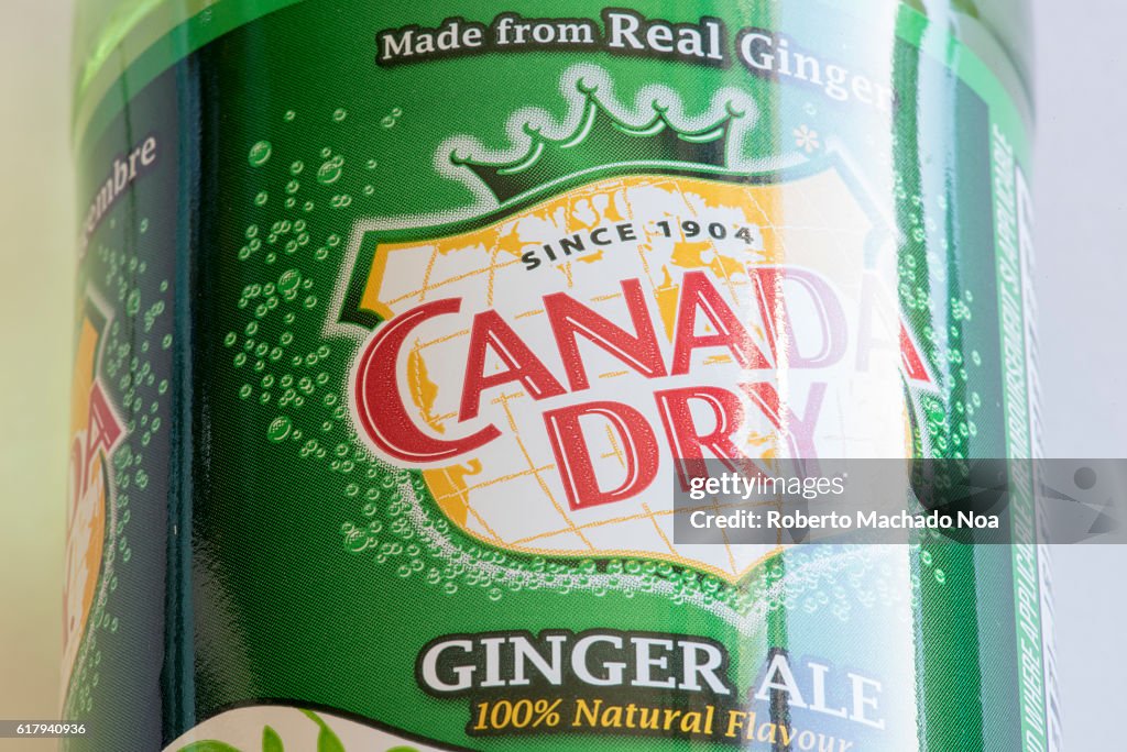 Canada Dry Ginger Ale can close-up. Canada Dry is a brand of...