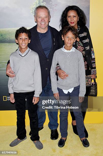 Wolfgang Puck, Gelila Assefa and their children, Alexander Puck and Oliver Puck, attend the Screening of National Geographic Channel's 'Before The...