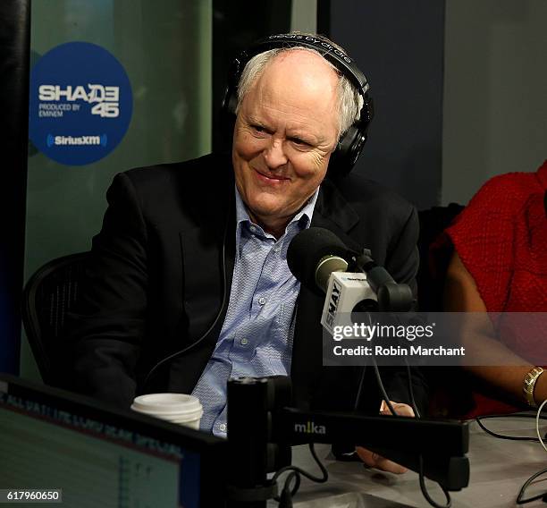 John Lithgow visits 'Sway in the Morning' host Sway Calloway at SiriusXM Studio on October 25, 2016 in New York City.