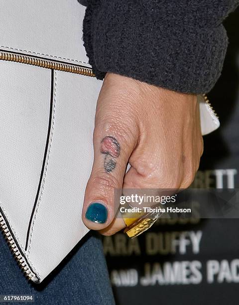 Pixie Acia, fashion detail, attends the Screening of National Geographic Channel's 'Before The Flood' at Bing Theater At LACMA on October 24, 2016 in...