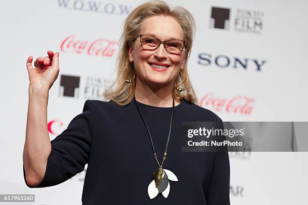 Meryl Streep who is one of the famous actress appeared at the press conference of the movie &quot;Florence Foster Jenkins&quot; in Roppongi Academy...