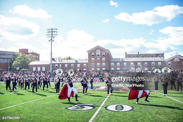 Howard University's marching band performs during halftime of their 93rd annual Homecoming game against North Carolina A&amp;T on Saturday, October...