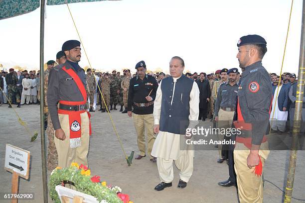 Prime Minister of Pakistan Nawaz Sharif attends the funeral ceremony of suicide attack victims in Quetta, Pakistan on October 25, 2016. At least 61...