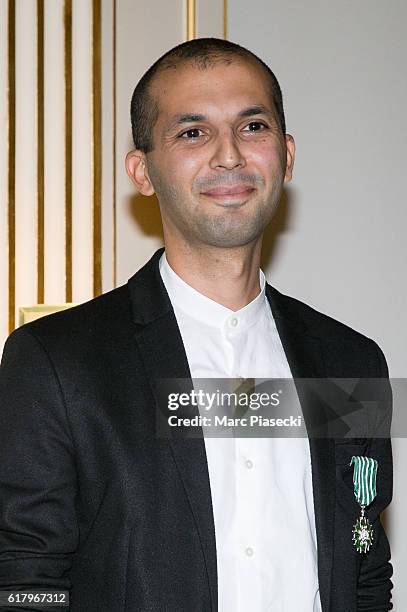 Musician Issam Krimi receives the medal of 'Officer of the Order of Arts and Letters' at Ministere de la Culture on October 25, 2016 in Paris, France.