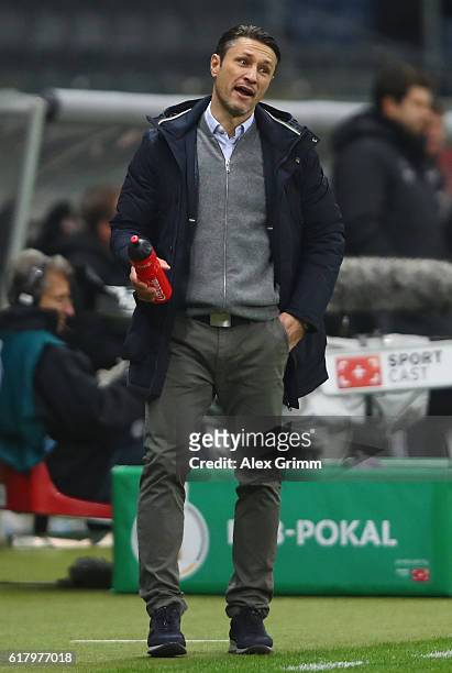 Head coach Niko Kovac of Frankfurt reacts during the DFB Cup Second Round match between Eintracht Frankfurt and FC Ingolstadt at Commerzbank-Arena on...