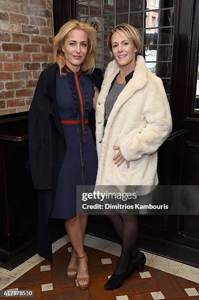 Actresses Gillian Anderson and Mary Stuart Masterson attend Through Her Lens: The Tribeca CHANEL Women's Filmmaker Program Luncheon at Locanda Verde...