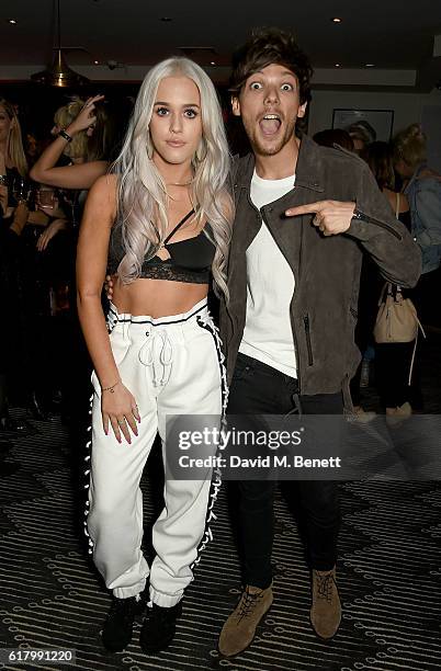 Lottie and Louis Tomlinson attend a party to launch her collection Nails Inc X Lips Inc Matchbox collection, at Tape London on October 25, 2016 in...