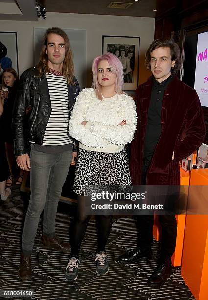 Ben Maier, Camille Benett and Jed Cullen of Tear attend as Lottie Tomlinson hosts a party to launch her collection Nails Inc X Lips Inc Matchbox...