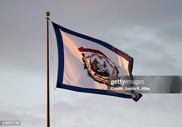 The West Virginia State Flag is seen during the game between Kansas State and the West Virginia Mountaineers on October 1, 2016 at Mountaineer Field...