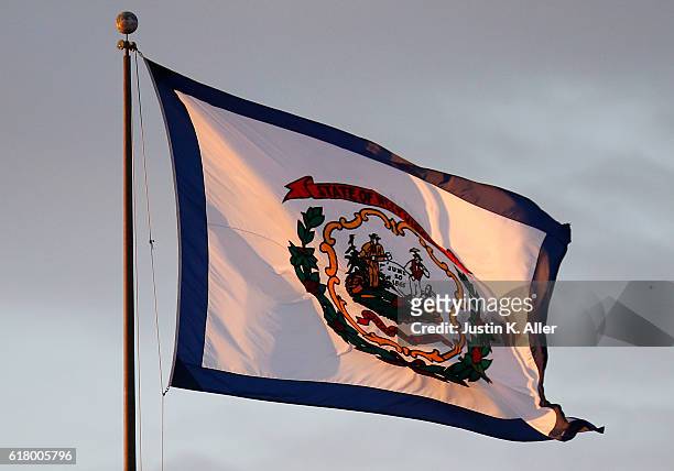 The West Virginia State Flag is seen during the game between Kansas State and the West Virginia Mountaineers on October 1, 2016 at Mountaineer Field...