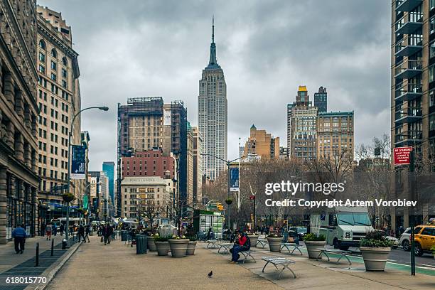 the flatiron district - madison square garden exterior stock pictures, royalty-free photos & images