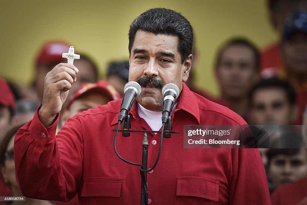 President Nicholas Maduro Addresses Supporters On Eve Of Expected Massive Protests