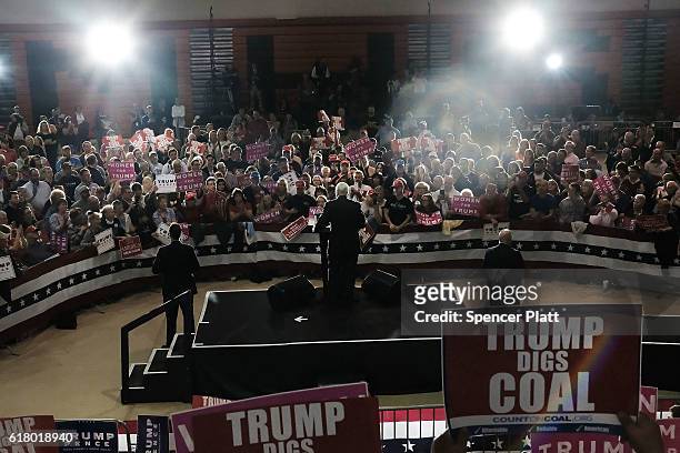 Republican Vice Presidential Candidate Mike Pence speaks at a rally on October 25, 2016 in Marietta, Ohio. Ohio has become one of the key...