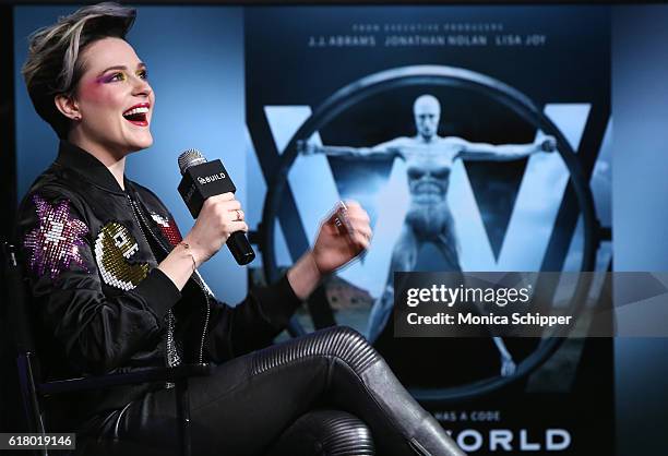 Actress and singer Evan Rachel Wood speaks at The Build Series Presents Evan Rachel Wood Discusses The New Show "Westworld" & Performs With The Group...