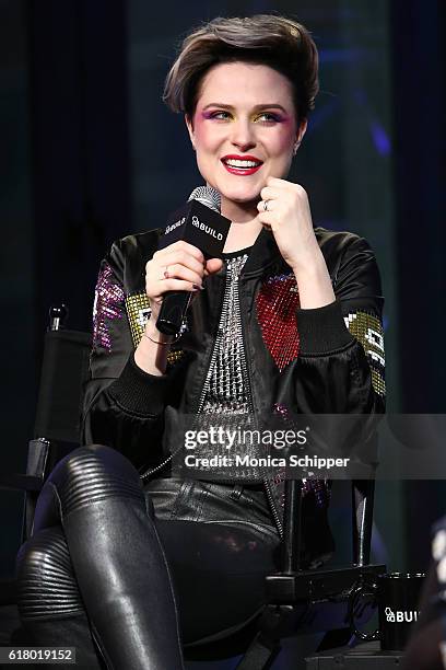 Actress and singer Evan Rachel Wood speaks at The Build Series Presents Evan Rachel Wood Discusses The New Show "Westworld" & Performs With The Group...