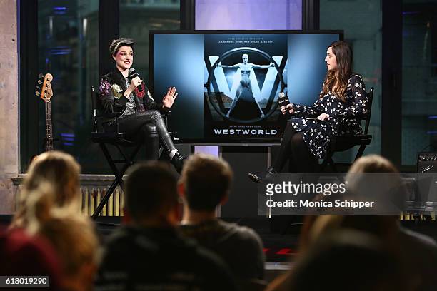Actress and singer Evan Rachel Wood speaks with Senior News Editor of Entertainment at The Huffington Post Leigh Blickley at The Build Series...