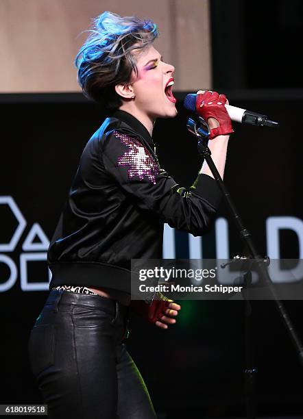 Actress and singer Evan Rachel Wood performs on stage at The Build Series Presents Evan Rachel Wood Discusses The New Show "Westworld" & Performs...