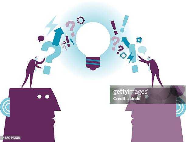 exchanging question and idea - exchanging presents stock illustrations