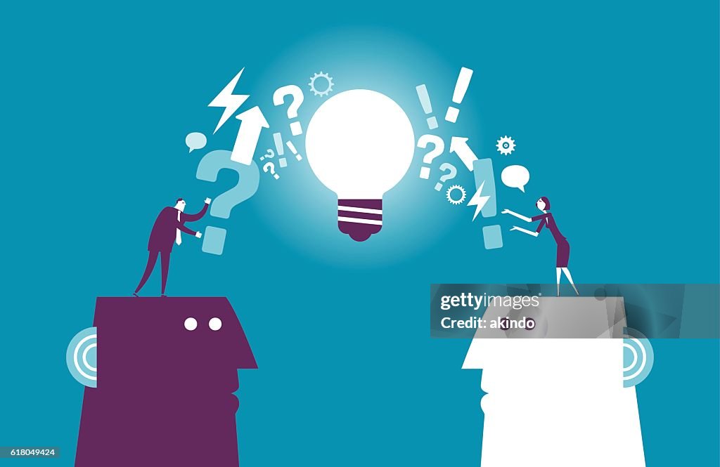 Échange De Questions Et Didées Illustration - Getty Images
