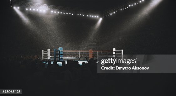 Boxing: Empty professional ring with crowd Boxing: Empty professional ring with crowd