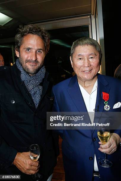 Executive Director of "Tara Expeditions Foundation", Romain Trouble and artist Takeshi Kitano attend Takeshi Kitano receives the French Legion of...