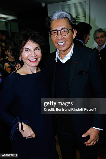 Monique Lang and Stylist Kenzo Takada attend the Japenese Artist Takeshi Kitano receives the French Legion of Honor By Jack Lang at Fondation Cartier...