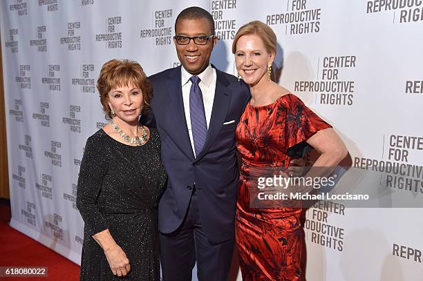 Isabel Allende, James Johnson, and Nancy Northup attend The Center for Reproductive Rights 2016 Gala at the Jazz at Lincoln Center on October 25,...