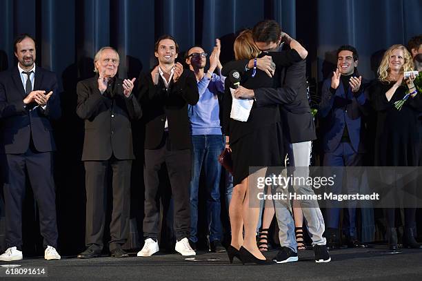 Senta Berger and Simon Verhoeven during the 'Willkommen bei den Hartmanns' premiere at Mathaeser Filmpalast on October 25, 2016 in Munich, Germany.