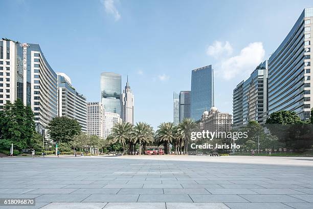 cbd of guangzhou - commercial buildings hong kong morning stock pictures, royalty-free photos & images
