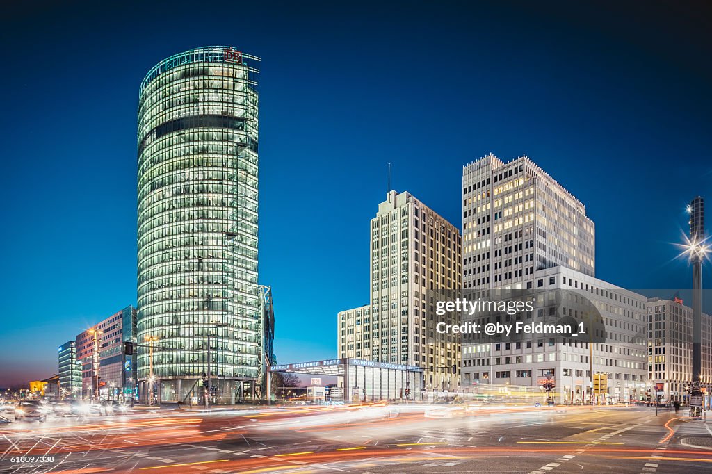 Evening traffic at Potsdamer Platz, Berlin