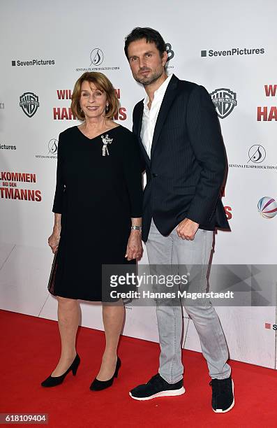 Senta Berger and Simon Verhoeven during the 'Willkommen bei den Hartmanns' premiere at Mathaeser Filmpalast on October 25, 2016 in Munich, Germany.