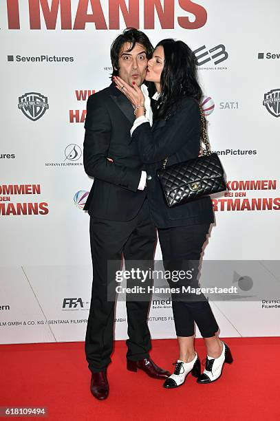 Adrian Can and his girlfriend Susanne Maierhofer during the 'Willkommen bei den Hartmanns' premiere at Mathaeser Filmpalast on October 25, 2016 in...