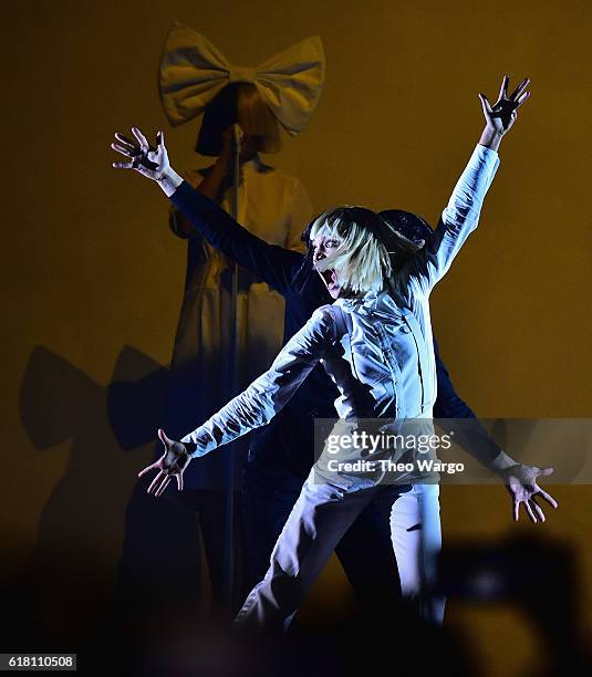 Sia and dancer Maddie Ziegler perform at Barclays Center on October 25, 2016 in New York City.