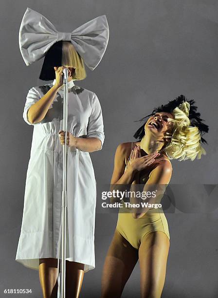 Sia and dancer Maddie Ziegler perform at Barclays Center on October 25, 2016 in New York City.