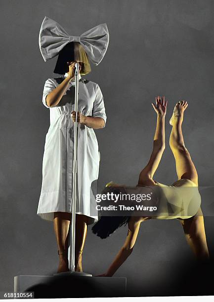 Sia and dancer Maddie Ziegler perform at Barclays Center on October 25, 2016 in New York City.