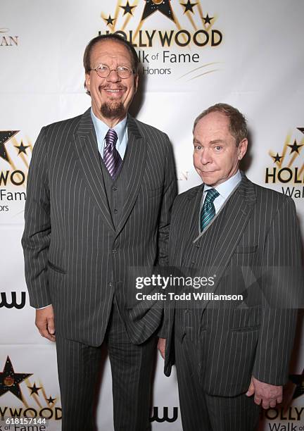 Penn and Teller attend the Hollywood Walk of Fame Honors at Taglyan Complex on October 25, 2016 in Los Angeles, California.