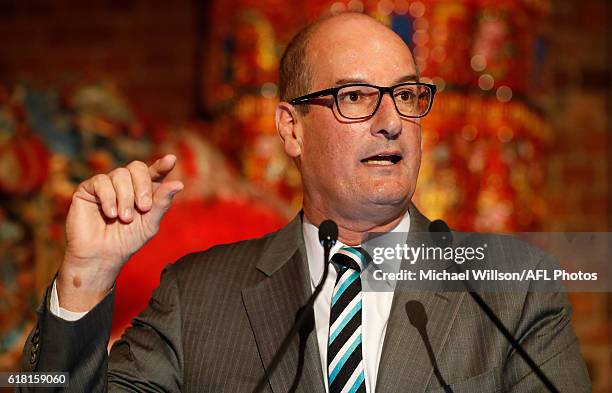 Power President David Koch speaks to the media during an AFL announcement at The Chinese Museum Melbourne on October 26, 2016 in Melbourne, Australia.