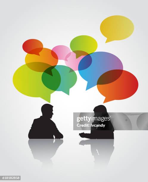 discussion - two people conversation stock illustrations