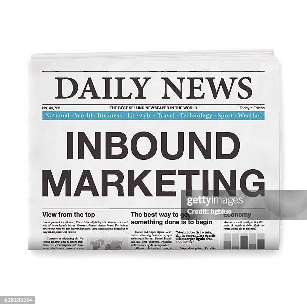 inbound marketing headline. newspaper isolated on white background - broadsheet newspaper stock illustrations
