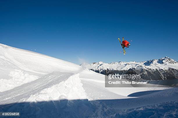 ski jumper doing a flip - ski jumping stock pictures, royalty-free photos & images