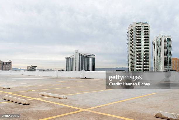 empty parking deck in las vegas on a cloudy day - parking deck stock pictures, royalty-free photos & images