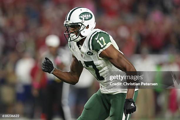 Wide receiver Charone Peake of the New York Jets during the NFL game against the Arizona Cardinals at the University of Phoenix Stadium on October...