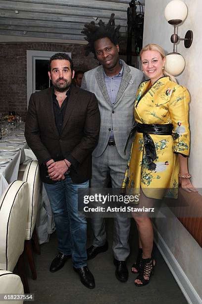 Seth Semilof, Bradley Theodore and Alisa Roever attends the Haute Living Celebrates The H1 Colorblock Collection Official Launch At Mamo NYC on...