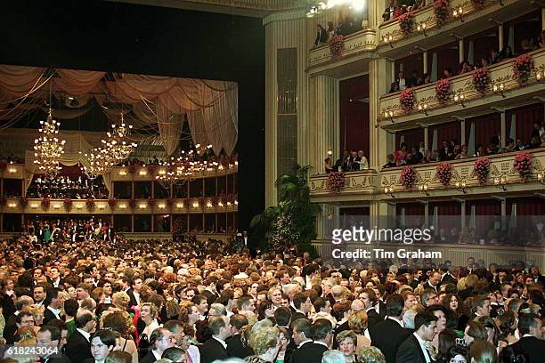 Grand scene at Vienna Opera Ball High society ballroom dancing Waltzing The Waltz Culture Cultural Old Fashioned Traditional Grandeur Style Glamor...
